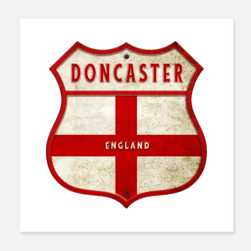 Doncaster Angleterre Drapeau Armoiries Poster 20 x 20 cm