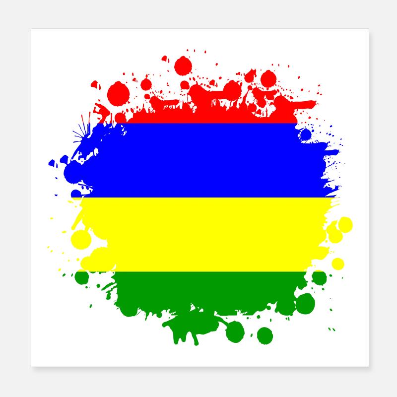 Mauritius Klecks Flaggen Design Poster 20x20 cm