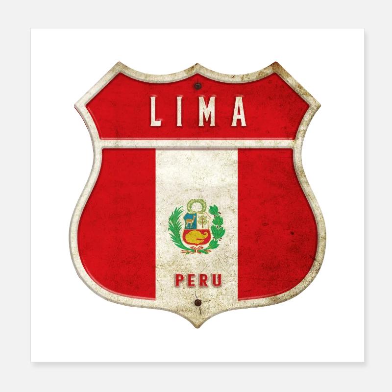 Design du drapeau de Lima (Pérou) Poster 20 x 20 cm