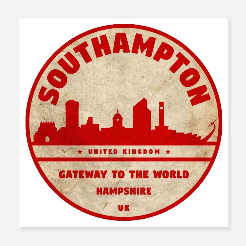 Southampton Skyline Abzeichen Poster 20x20 cm
