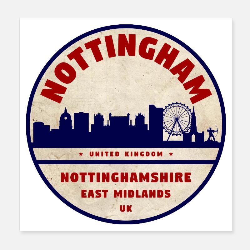 Médaillon de la Skyline de Nottingham Poster 20 x 20 cm