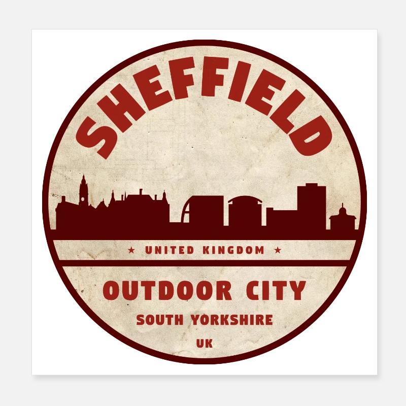 Sheffield Angleterre Poster 20 x 20 cm
