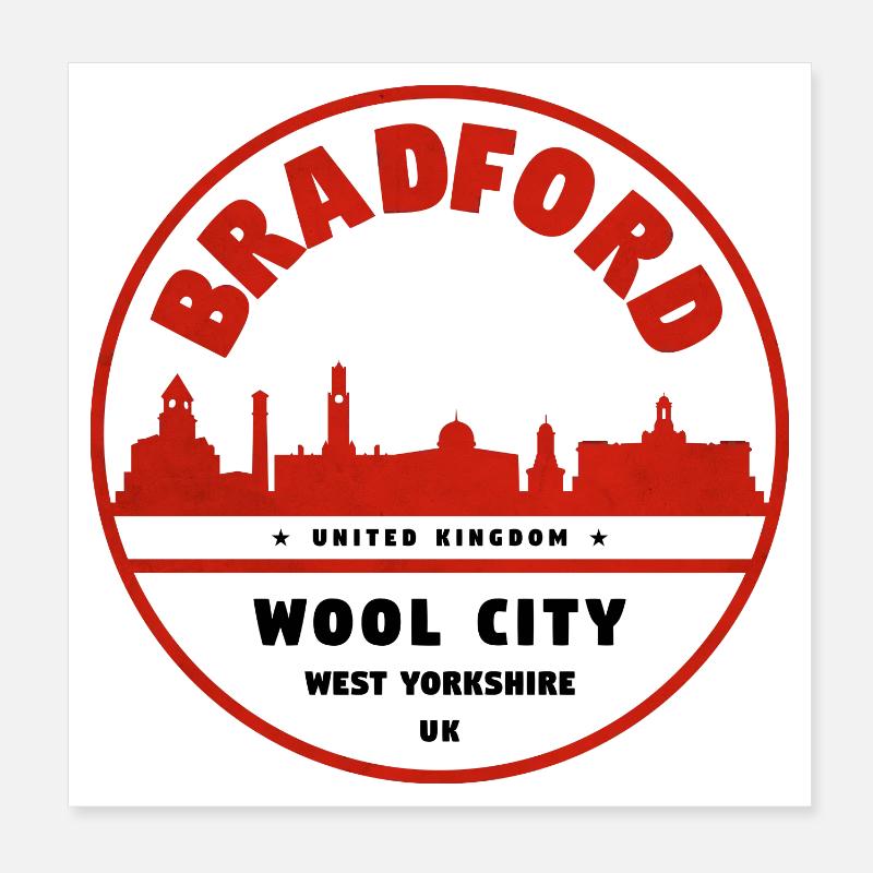 Bradford Skyline Stamp Poster 8" x 8" (20x20 cm)