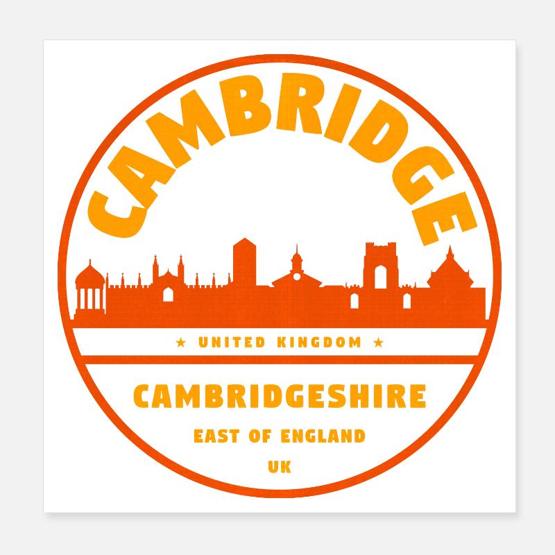 Cambridge Skyline Stamp UK Poster 8" x 8" (20x20 cm)
