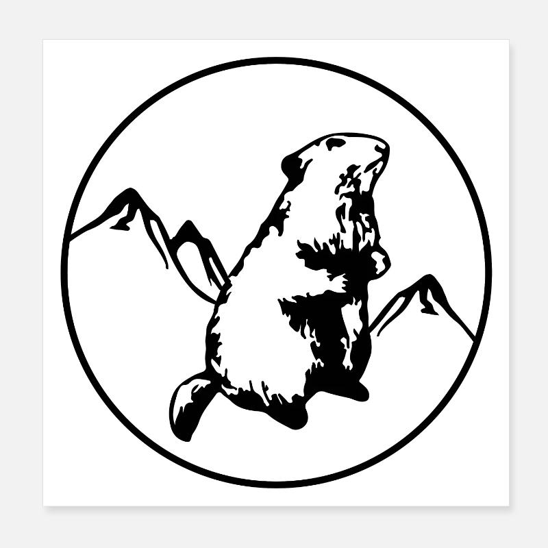 Murmeltier mit Bergen Poster 20x20 cm