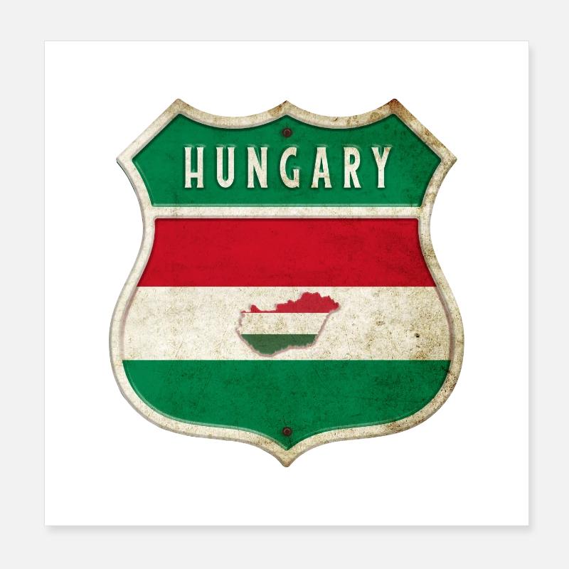 Ungarn Wappen Flaggen Design - Poster 20x20 cm - Weiß