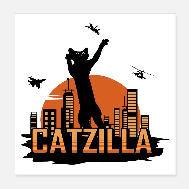Catzilla Poster 20x20 cm