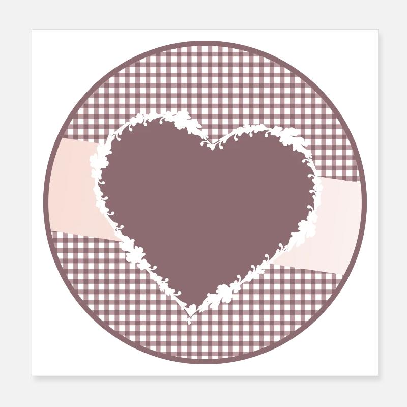 nostalgic label in dusky pink with a big heart Poster 8" x 8" (20x20 cm)