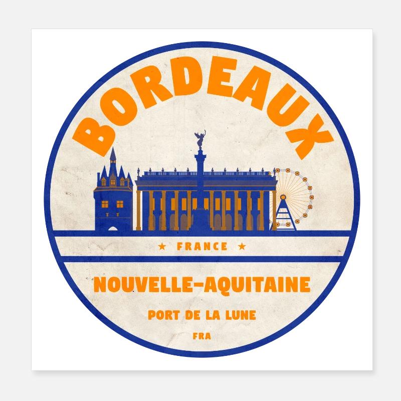 Bordeaux Port de la Lune Retro - Poster 20x20 cm - Weiß