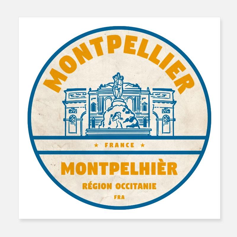 Montpellier Vintage City Logo Sticker Poster 8" x 8" (20x20 cm)