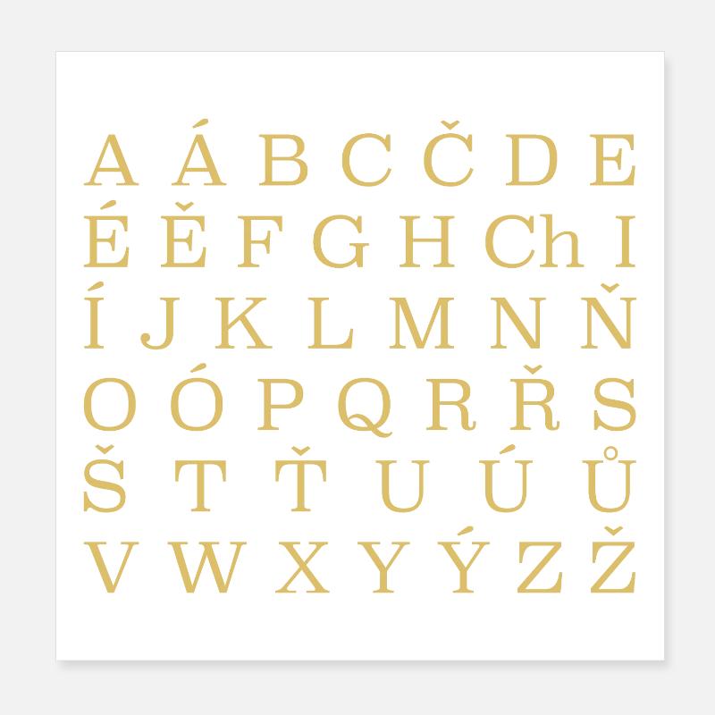 Alphabet tchèque République tchèque Poster 20 x 20 cm