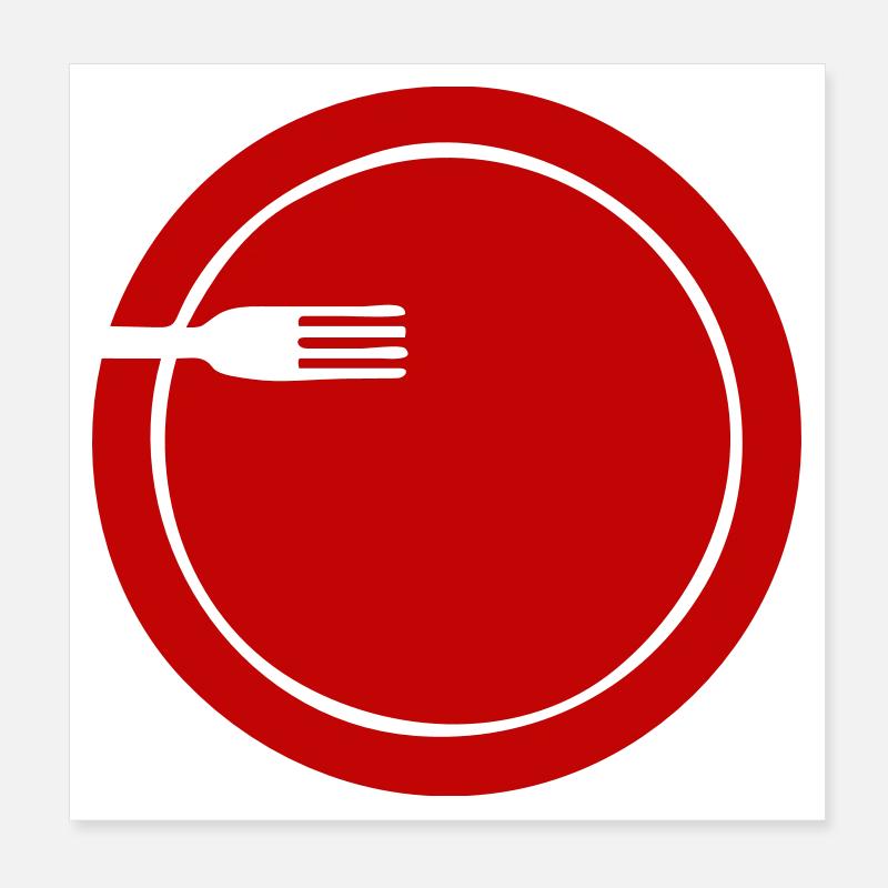 Plate with fork simplified | vectorgraphic Poster 8" x 8" (20x20 cm)