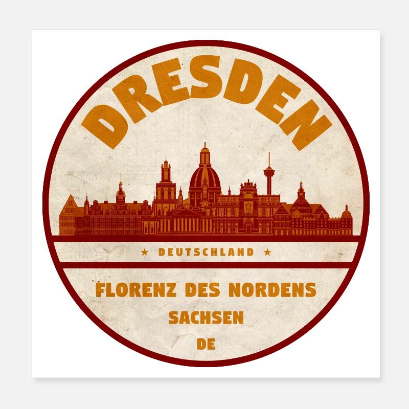 Dresden Skyline Vintage Schild Poster 20x20 cm