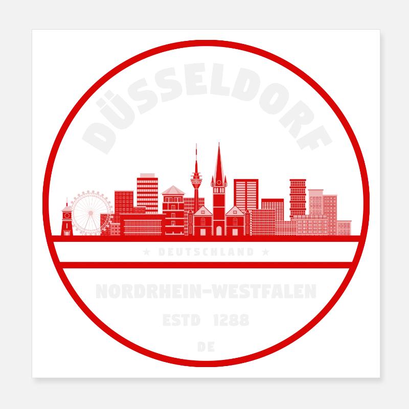 Düsseldorf Skyline Rundlogo Poster 20x20 cm