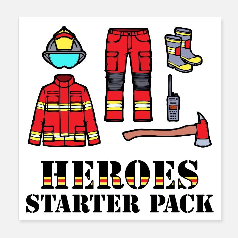 Feuerwehrhelm Lebensretter Statement Feuerwehr Poster 20x20 cm