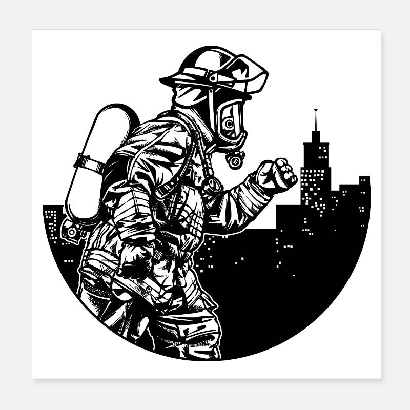 Travaux d’extinction de sauveteurs de pompiers professionnels Poster 20 x 20 cm