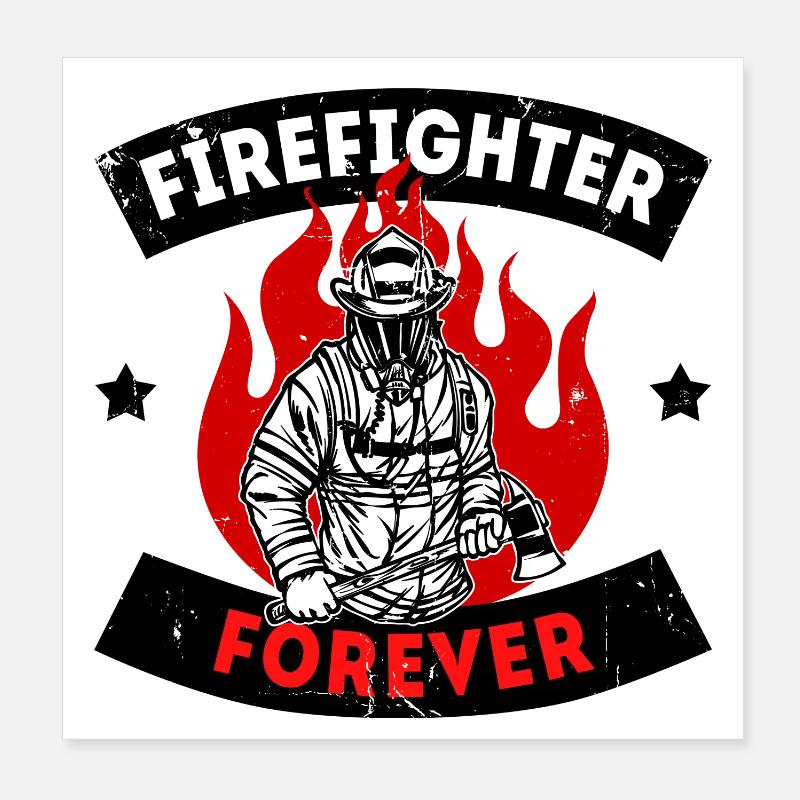 Firefighter Fire Brigade Fire Protection Statement Poster 8" x 8" (20x20 cm)