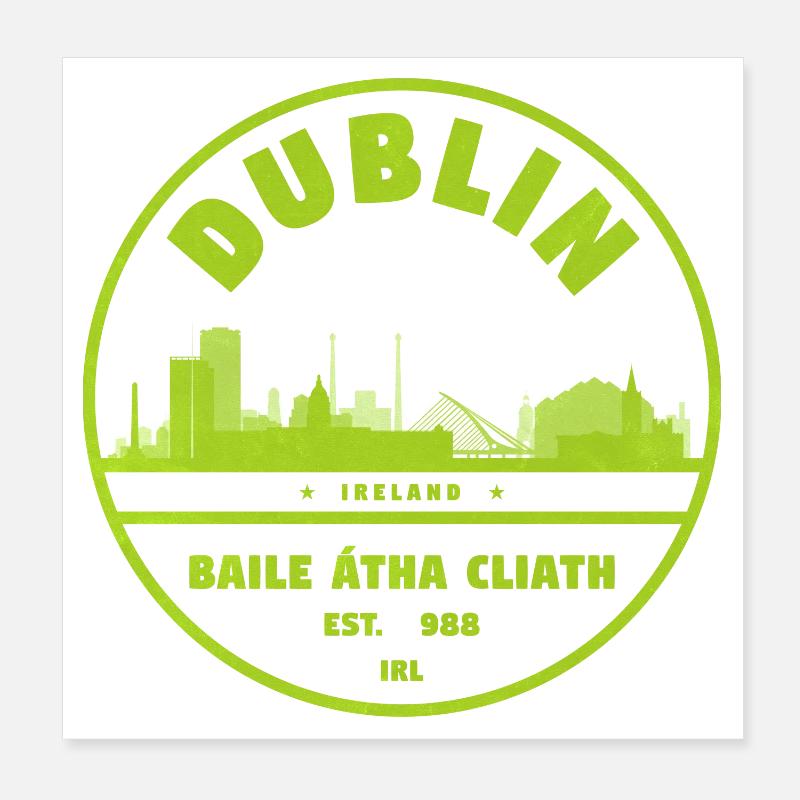 Dublin Skyline Stempel Poster 20x20 cm