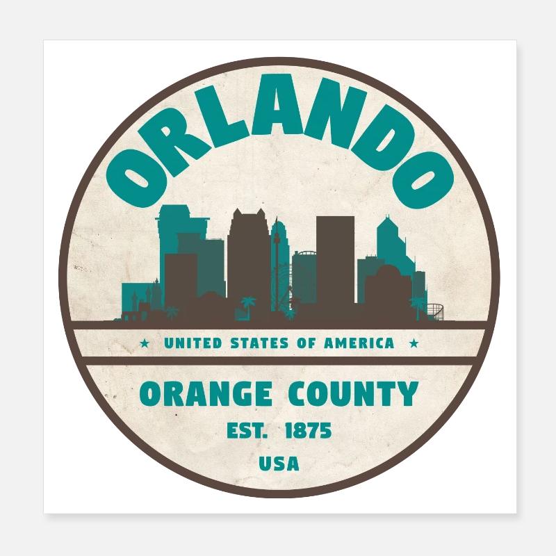 Orlando Skyline Vintage Sign Poster 8" x 8" (20x20 cm)