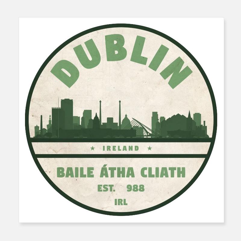 Dublin Irlande Poster 20 x 20 cm