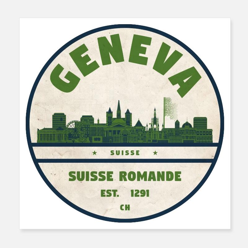 Genf Skyline Badge Romande Poster 20x20 cm