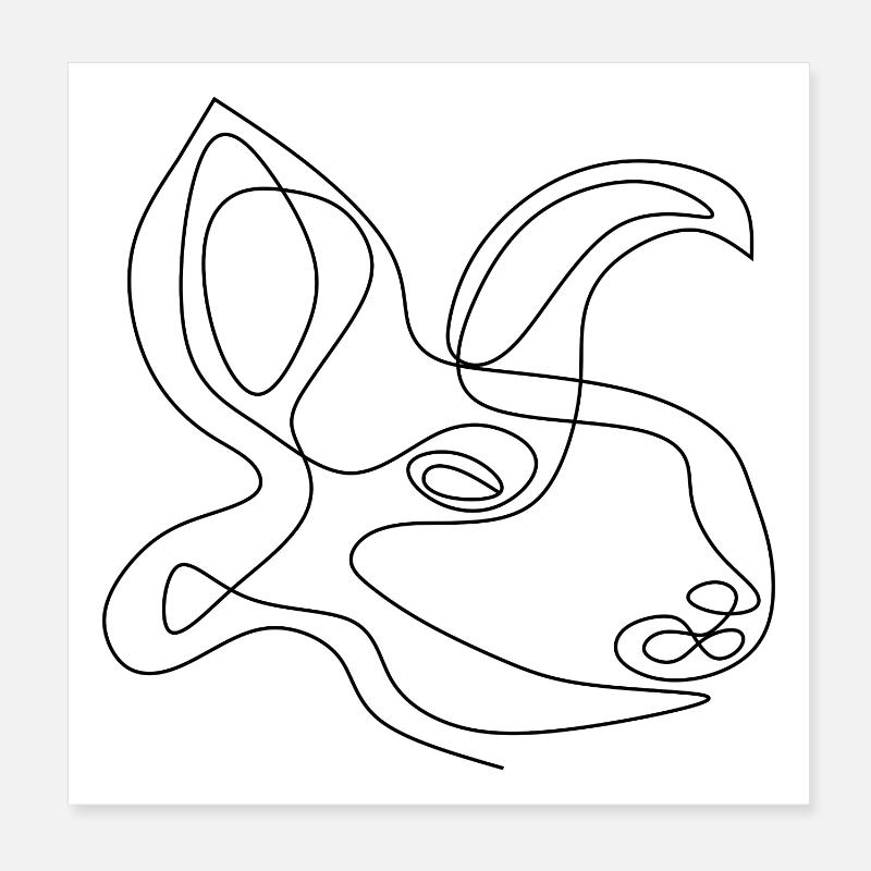 LAPIN DE DESSIN AU TRAIT Poster 20 x 20 cm