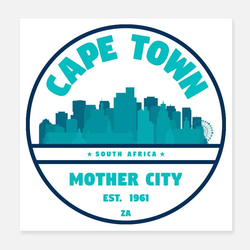 Cape Town Skyline Badge Poster 8" x 8" (20x20 cm)