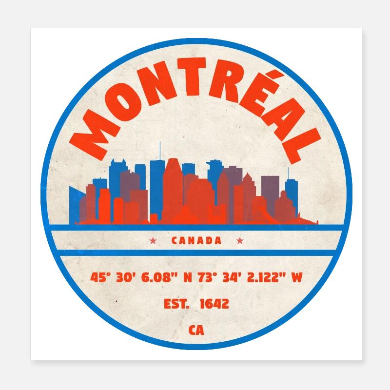 Montréal Kanada Skyline Emblem Design Poster 20x20 cm