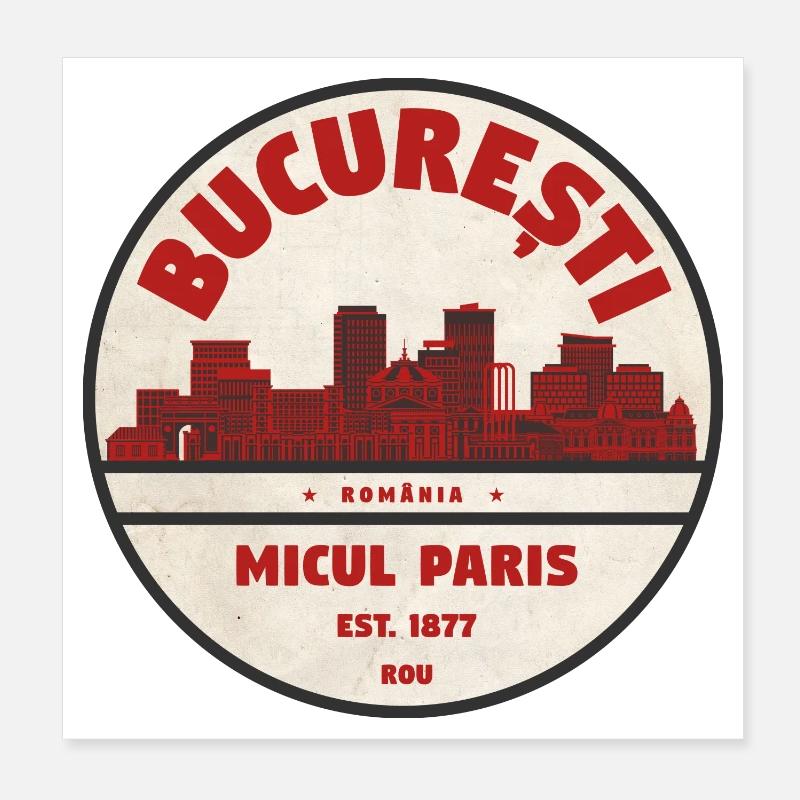 Bucharest Micul Paris Vintage Poster 20x20 cm