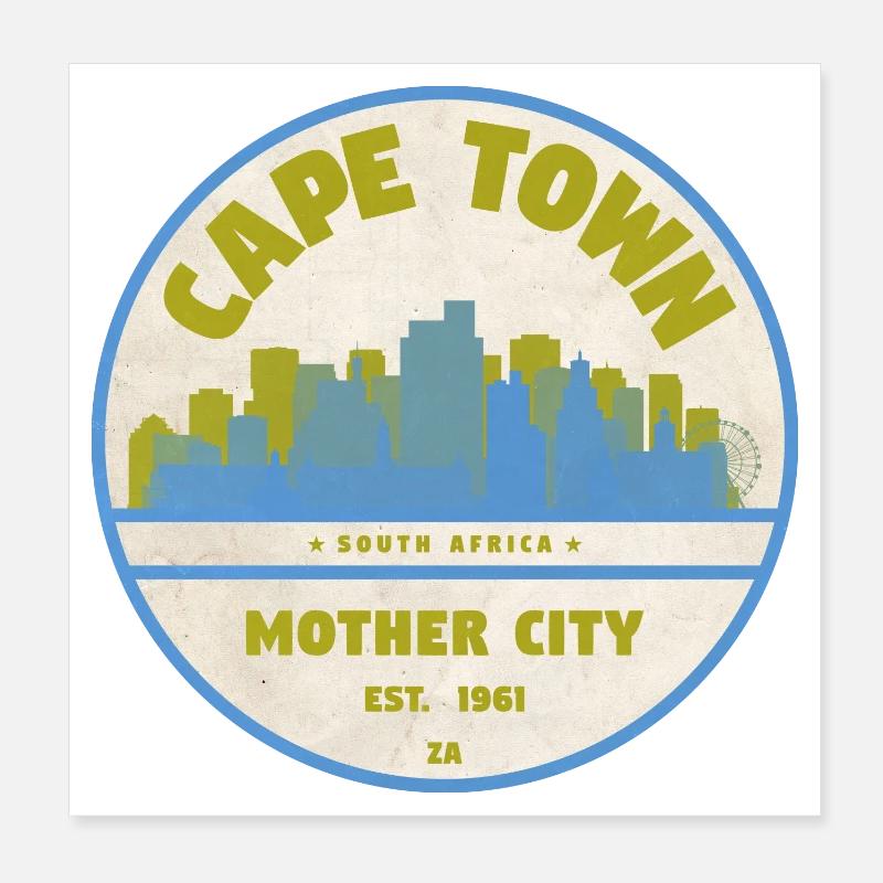 Emblème vintage de la Skyline du Cap Poster 20 x 20 cm