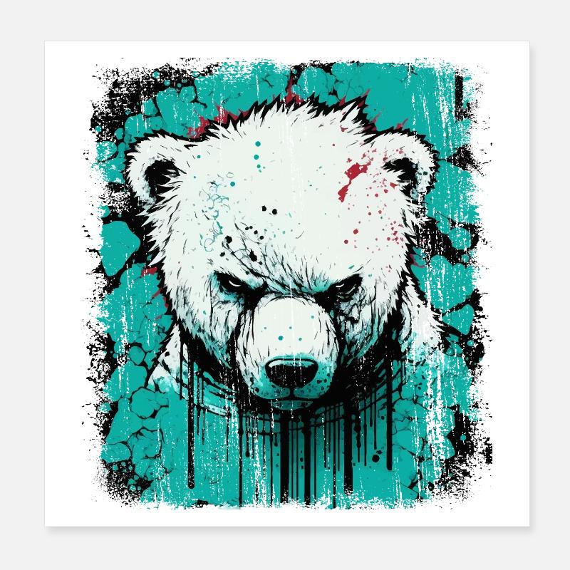 Wütender Eisbär Poster 20x20 cm