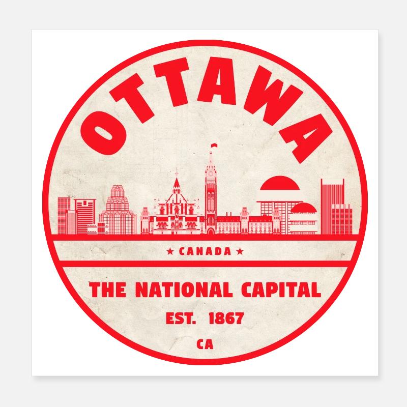 Emblème rétro de la capitale nationale d’Ottawa Poster 20 x 20 cm