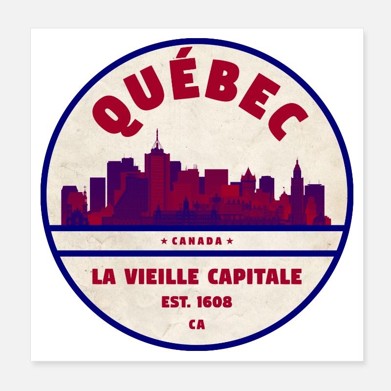 Silhouette de la Vieille Capitale au Québec Poster 20 x 20 cm