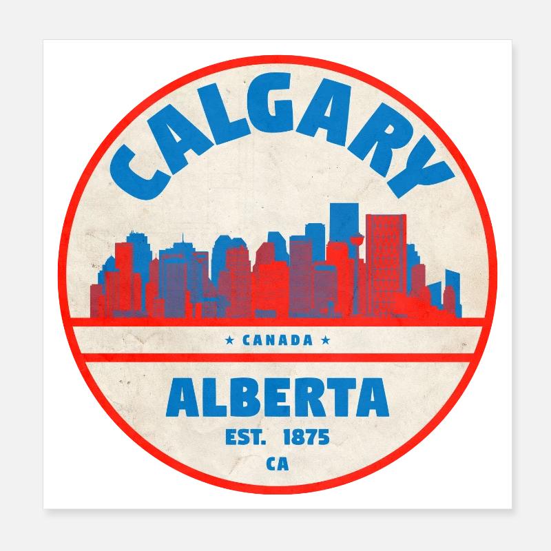 Calgary Skyline Vintage - Poster 20x20 cm - Weiß