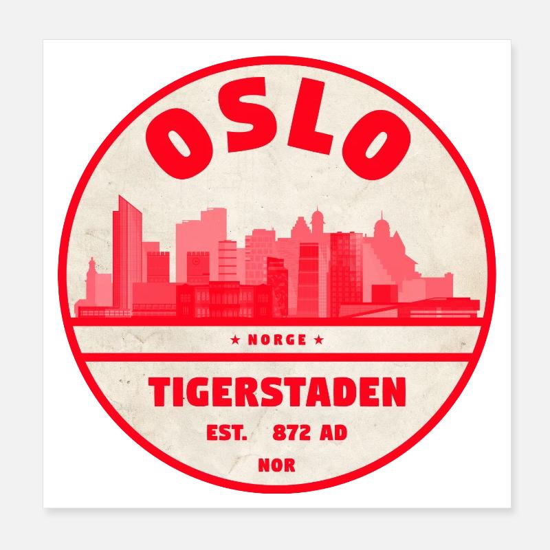 Oslo Tigerstaden Skyline Emblem Poster 8" x 8" (20x20 cm)