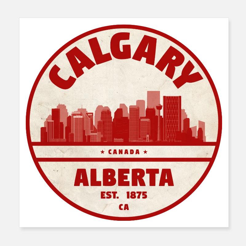 Insigne vintage Calgary Skyline Alberta Poster 20 x 20 cm