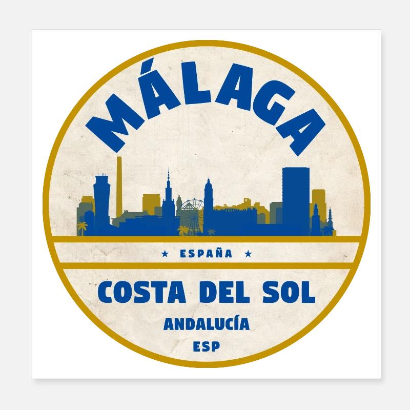 Style côtier de la Skyline de Malaga Poster 20 x 20 cm