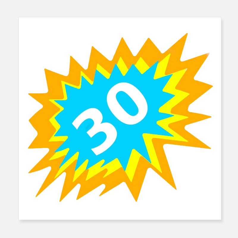 feiern, 30 bunt Poster 20x20 cm