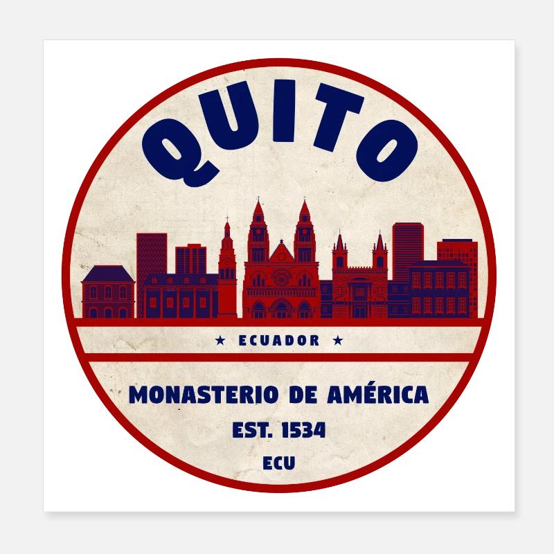 Quito Monasterio Retro Emblem 1534 Poster 20x20 cm