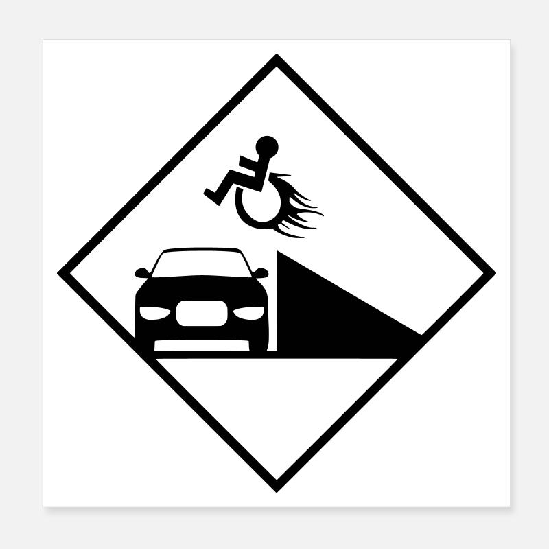 Rollstuhlfahrer springt über eine Rampe # Poster 20x20 cm