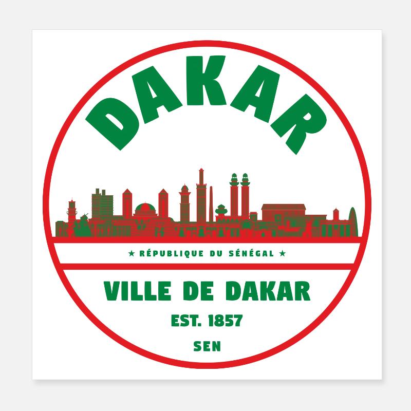 Dakar Skyline Stempel Poster 20x20 cm