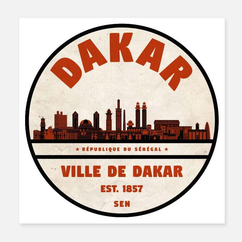 Dakar Skyline Retro-Emblem Poster 20x20 cm