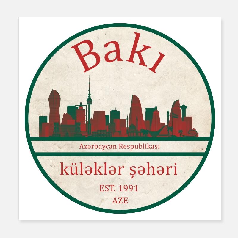Emblème de la Skyline de Bakou Poster 20 x 20 cm