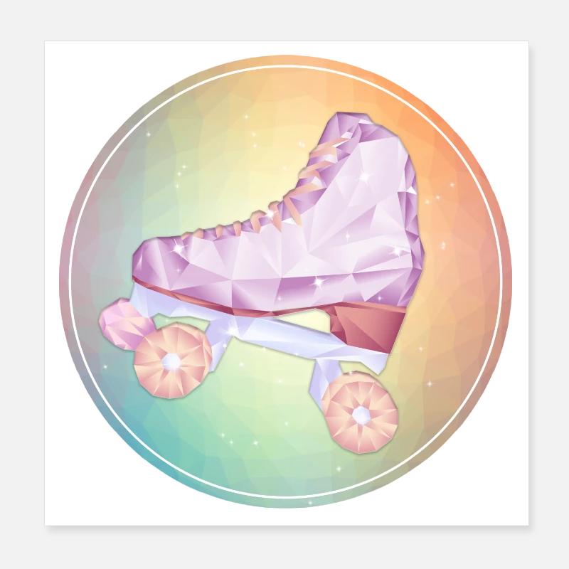 Disco Rollschuhlaufen - Poster 20x20 cm - Weiß