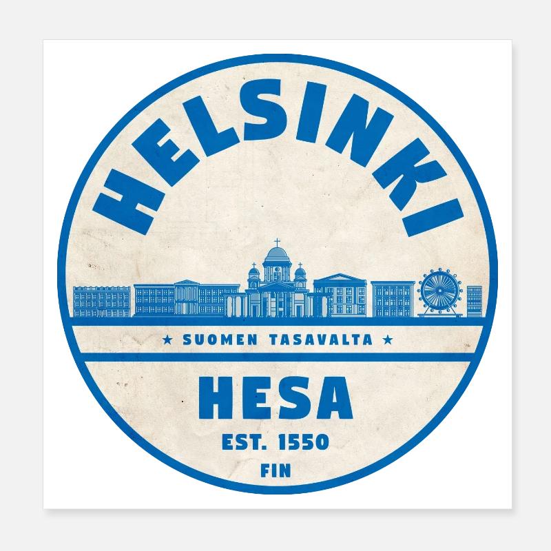 Emblème de la ligne d’horizon d’Helsinki 1550 Poster 20 x 20 cm