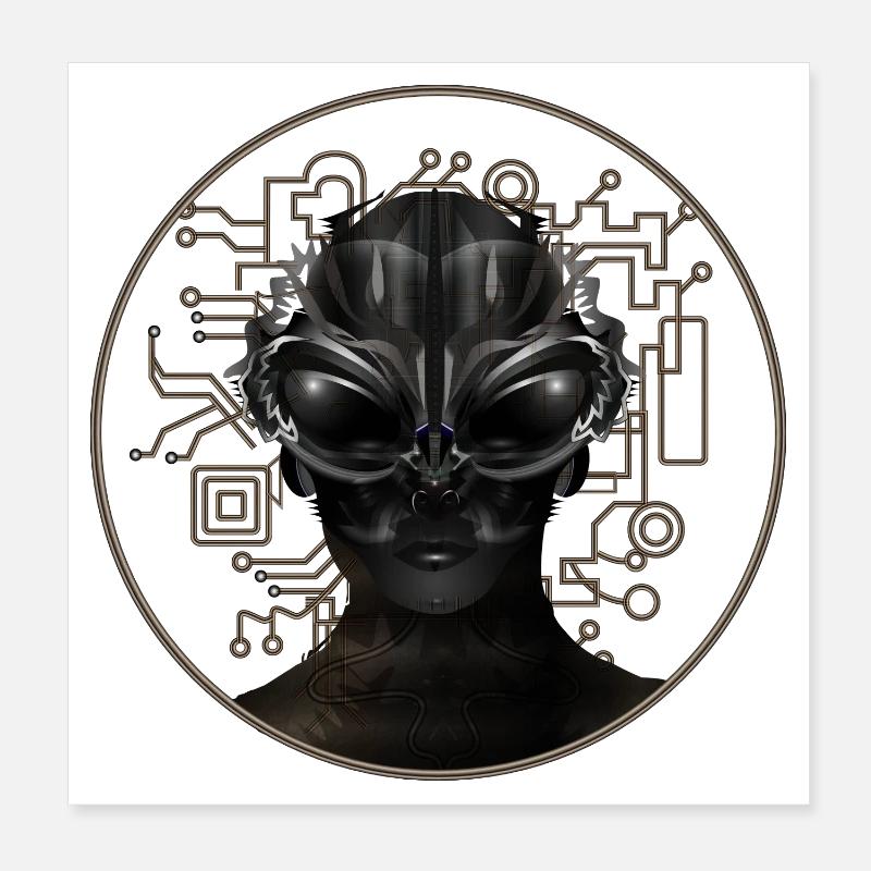 Portrait impressionnant d’un extraterrestre Poster 20 x 20 cm