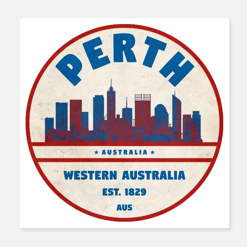 Perth Skyline Retro AU Poster 20x20 cm