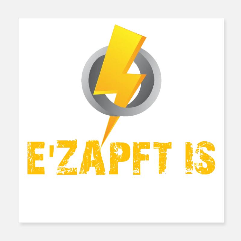 Elektrisierende Blitz-Design für Kleidung - Poster 20x20 cm - Weiß