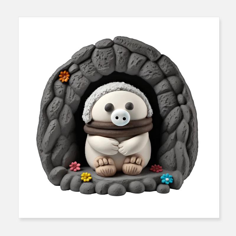 Cute weird creature Poster 20x20 cm