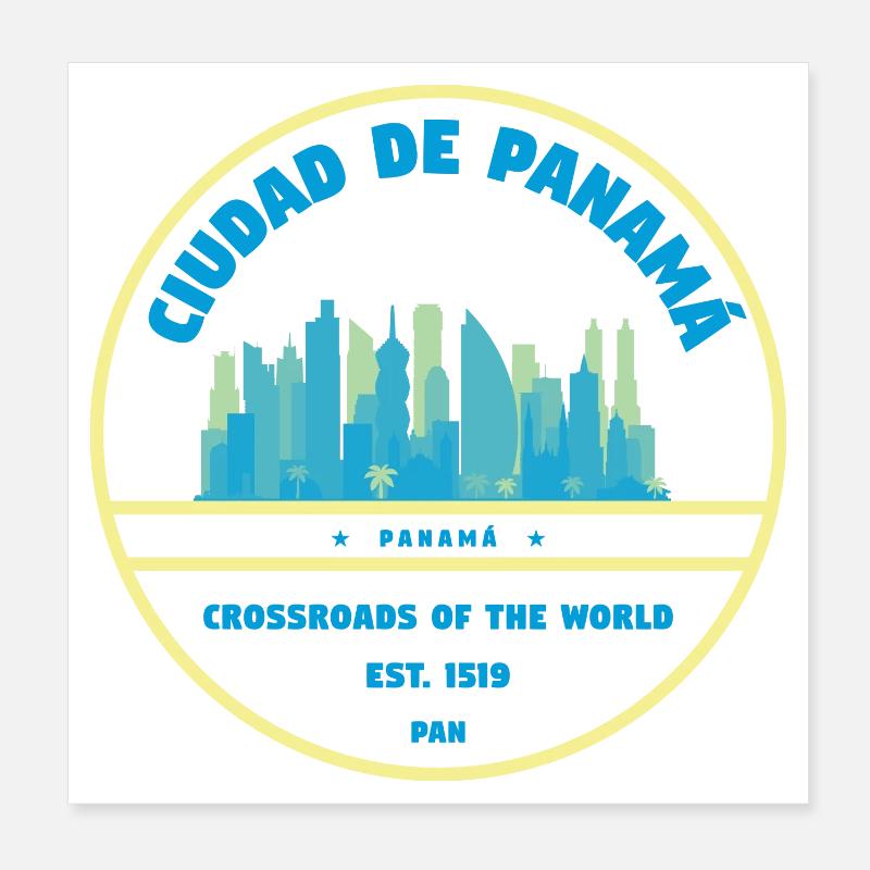 Panama City Skyline Emblem Poster 8" x 8" (20x20 cm)